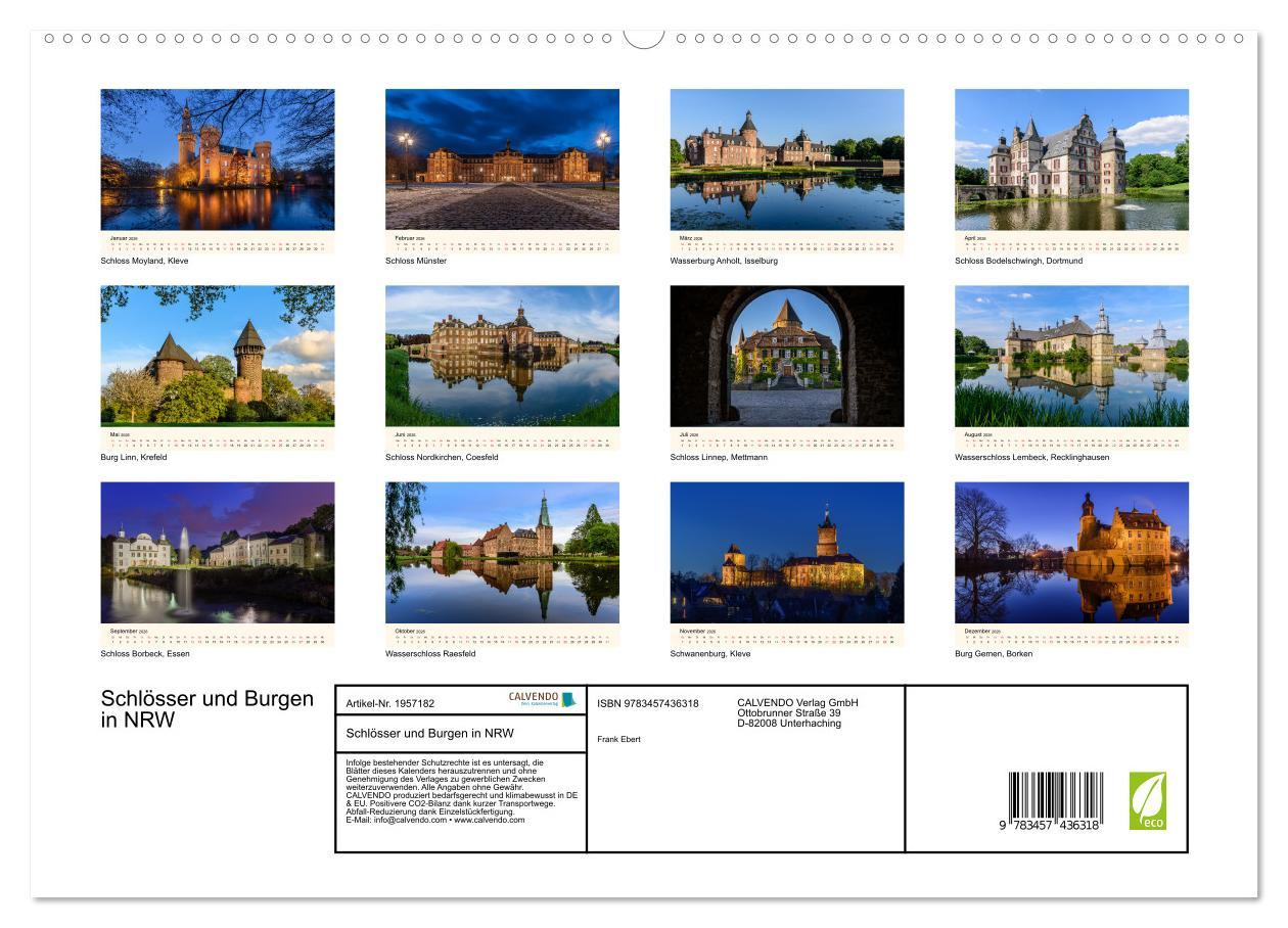 Beispielinhalt (Bild) Schlösser und Burgen in NRW (hochwertiger Premium Wandkalender 2026 DIN A2 quer), Kunstdruck in Hochglanz