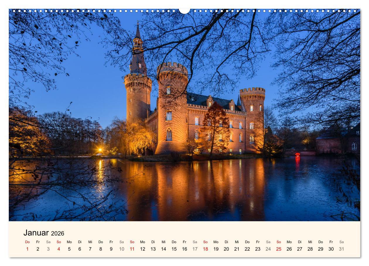 Beispielinhalt (Bild) Schlösser und Burgen in NRW (hochwertiger Premium Wandkalender 2026 DIN A2 quer), Kunstdruck in Hochglanz