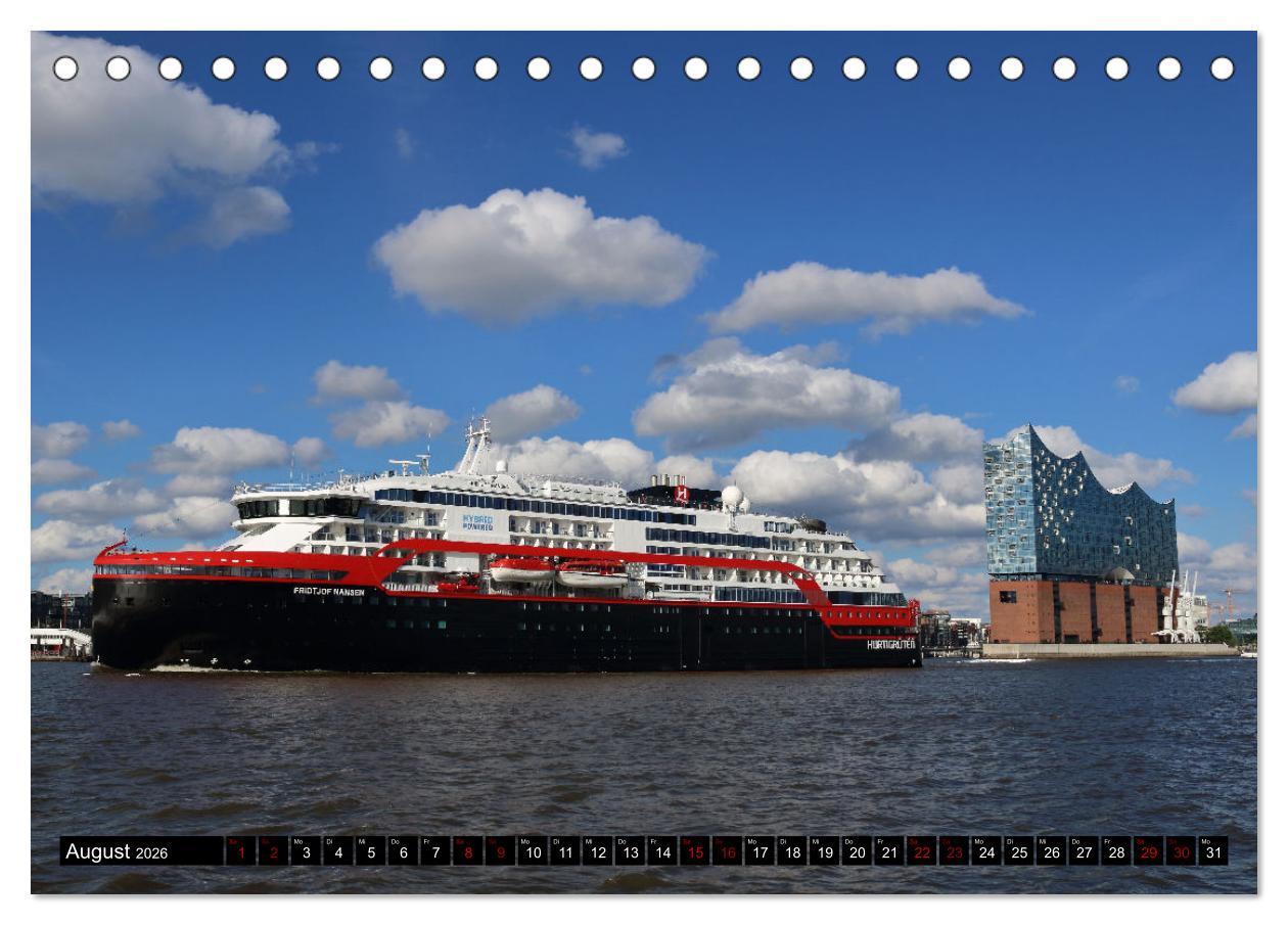 Beispielinhalt (Bild) Shipspotting Hamburg (Tischkalender 2026 DIN A5 quer), CALVENDO Monatskalender