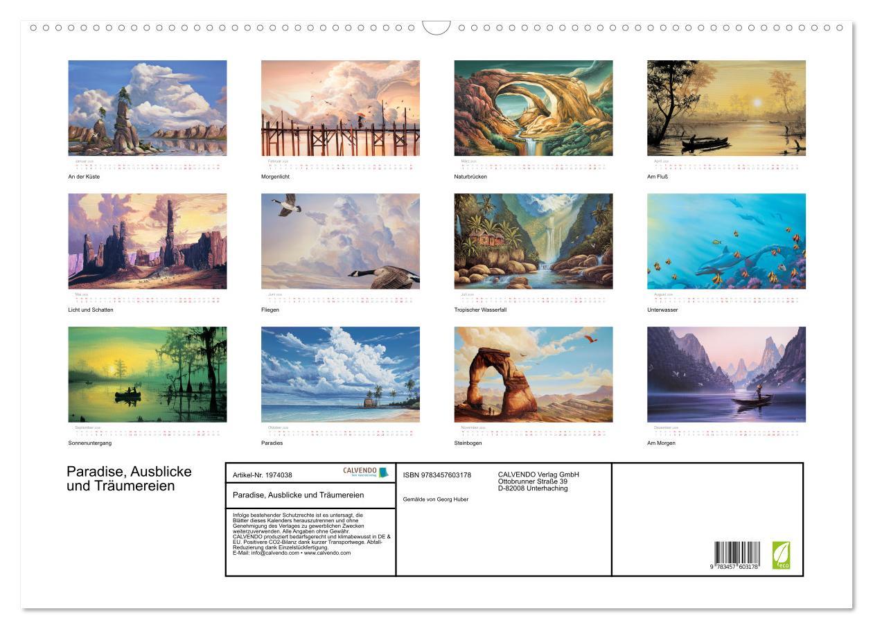 Beispielinhalt (Bild) Paradise, Ausblicke und Träumereien (Wandkalender 2026 DIN A2 quer), CALVENDO Monatskalender