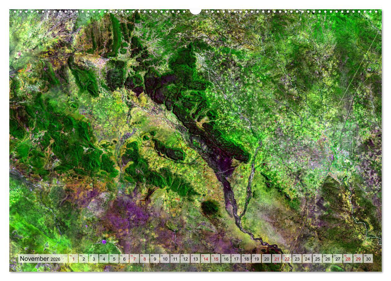 Beispielinhalt (Bild) Sensationelle Bilder Unserer Erde - Oasen Wüstenstädte Millionenstädte (hochwertiger Premium Wandkalender 2026 DIN A2 quer), Kunstdruck in Hochglanz