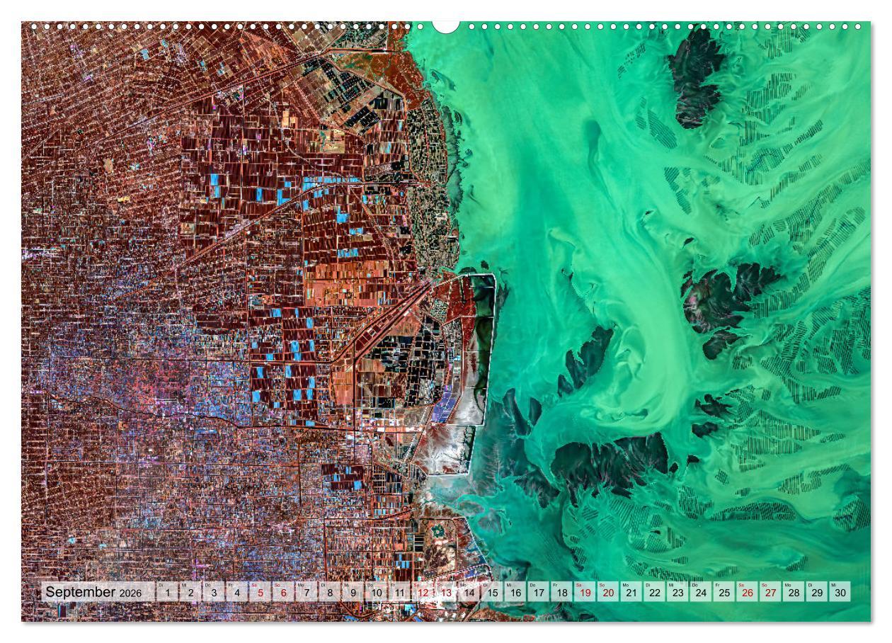 Beispielinhalt (Bild) Sensationelle Bilder Unserer Erde - Oasen Wüstenstädte Millionenstädte (hochwertiger Premium Wandkalender 2026 DIN A2 quer), Kunstdruck in Hochglanz