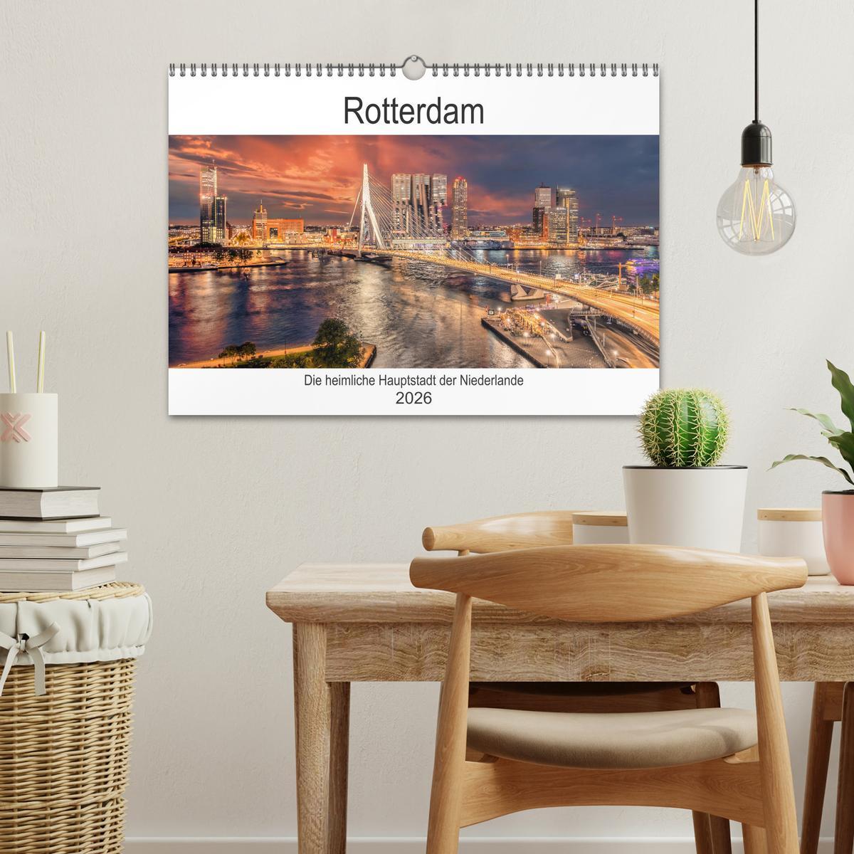 Beispielinhalt (Bild) Rotterdam - Die heimliche Hauptstadt der Niederlande (Wandkalender 2026 DIN A3 quer), CALVENDO Monatskalender