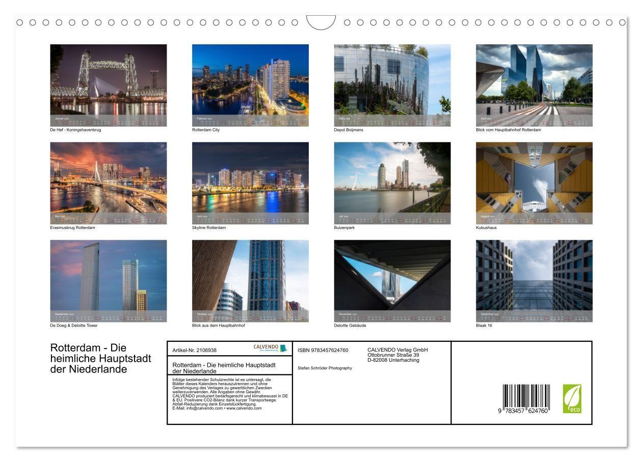 Beispielinhalt (Bild) Rotterdam - Die heimliche Hauptstadt der Niederlande (Wandkalender 2026 DIN A3 quer), CALVENDO Monatskalender