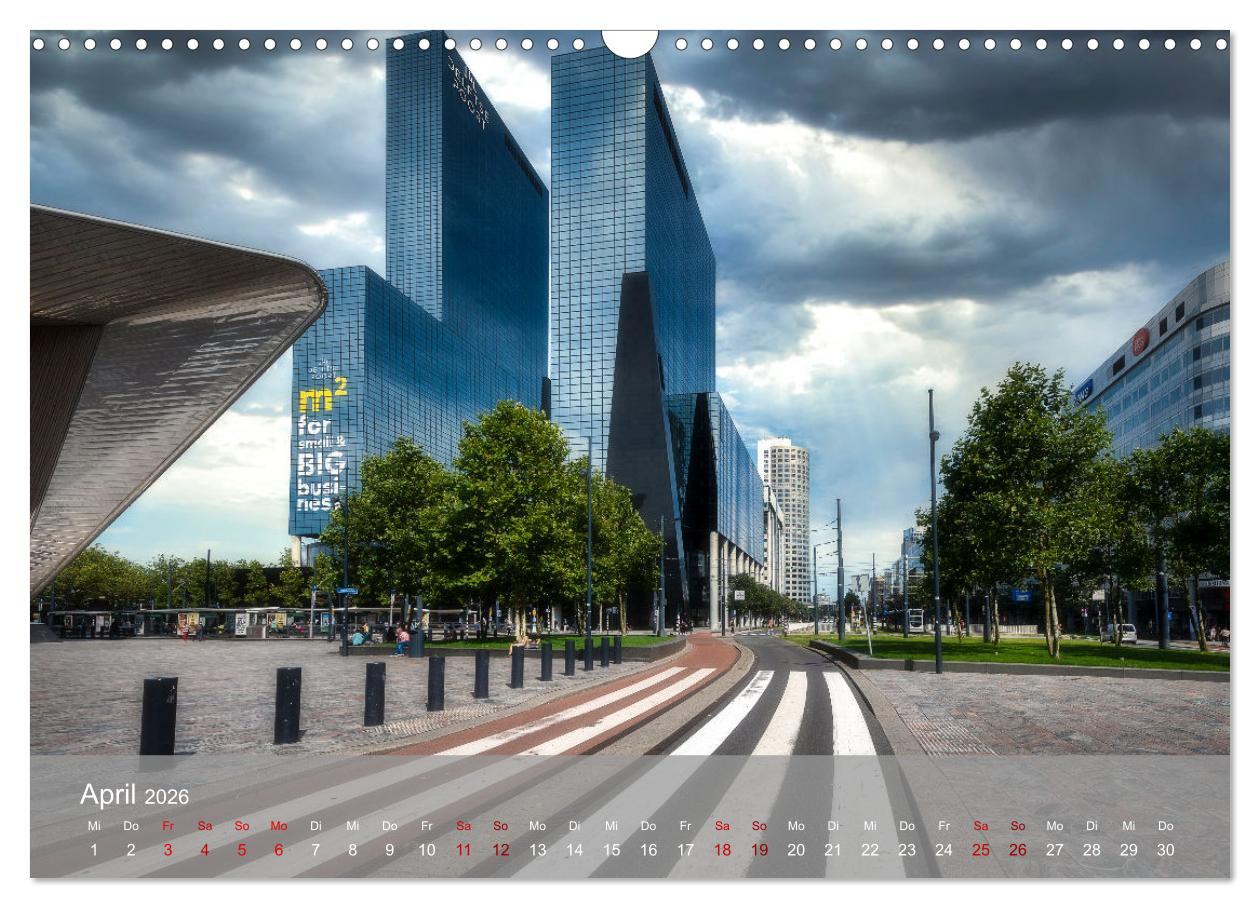 Beispielinhalt (Bild) Rotterdam - Die heimliche Hauptstadt der Niederlande (Wandkalender 2026 DIN A3 quer), CALVENDO Monatskalender
