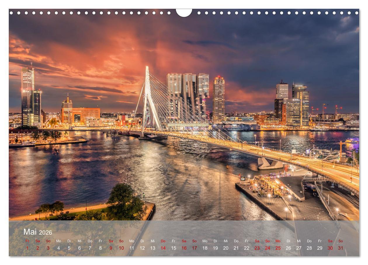 Beispielinhalt (Bild) Rotterdam - Die heimliche Hauptstadt der Niederlande (Wandkalender 2026 DIN A3 quer), CALVENDO Monatskalender