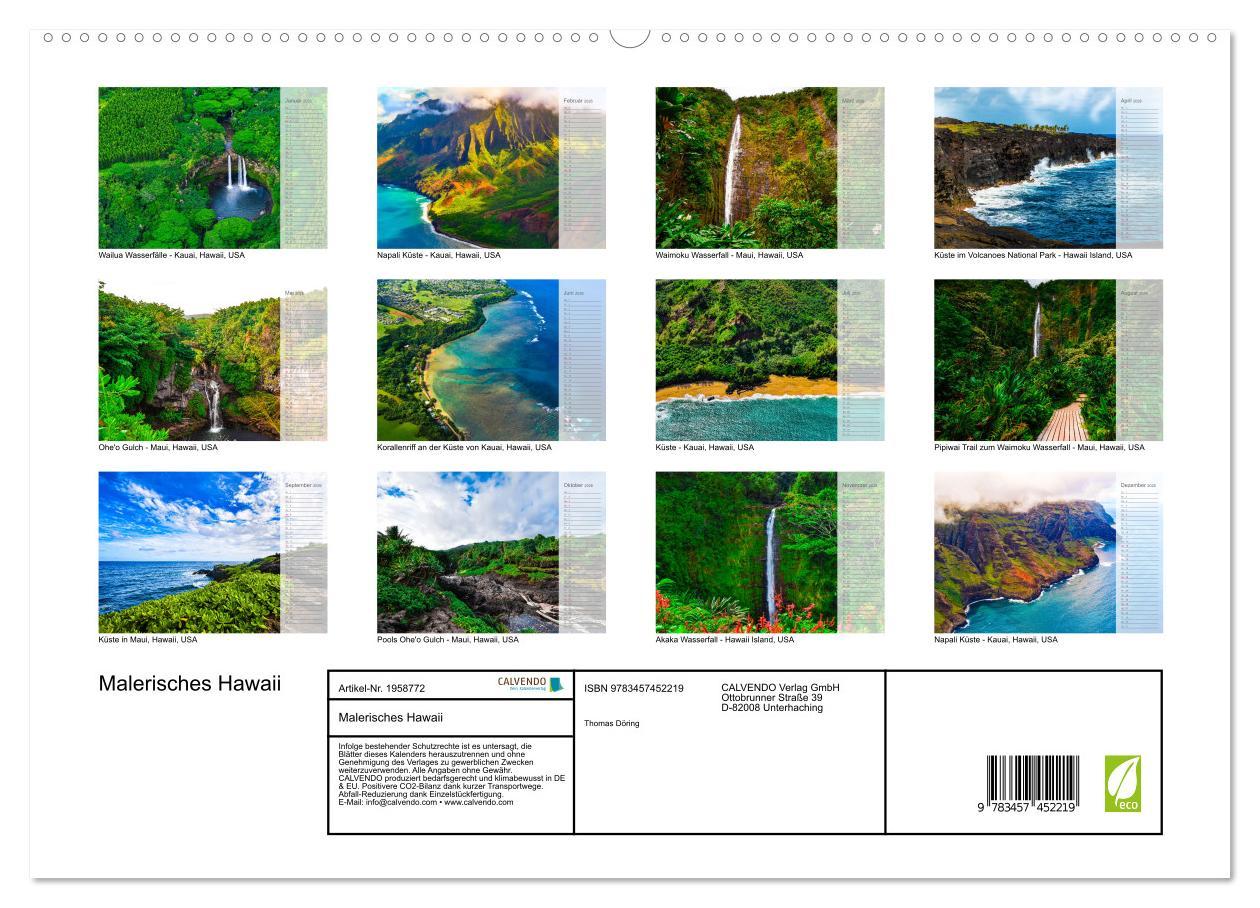 Beispielinhalt (Bild) Malerisches Hawaii (hochwertiger Premium Wandkalender 2026 DIN A2 quer), Kunstdruck in Hochglanz