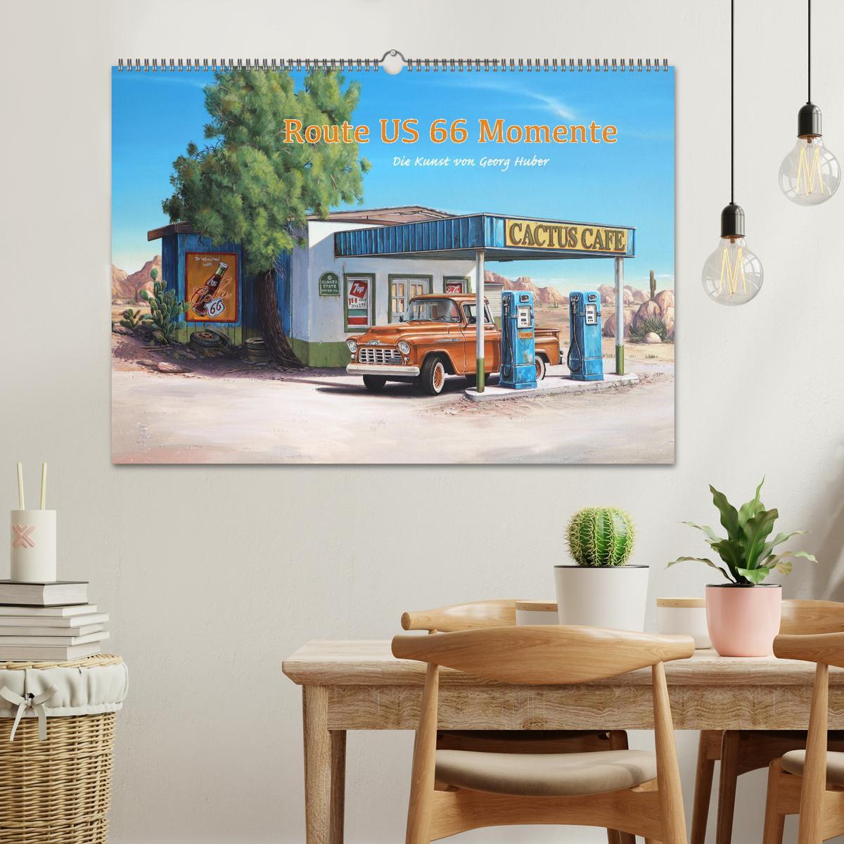 Beispielinhalt (Bild) Route US 66 Momente Gemälde von Georg Huber (Wandkalender 2026 DIN A2 quer), CALVENDO Monatskalender