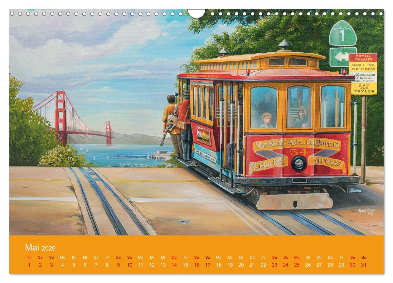 Beispielinhalt (Bild) Route US 66 Momente Gemälde von Georg Huber (Wandkalender 2026 DIN A3 quer), CALVENDO Monatskalender