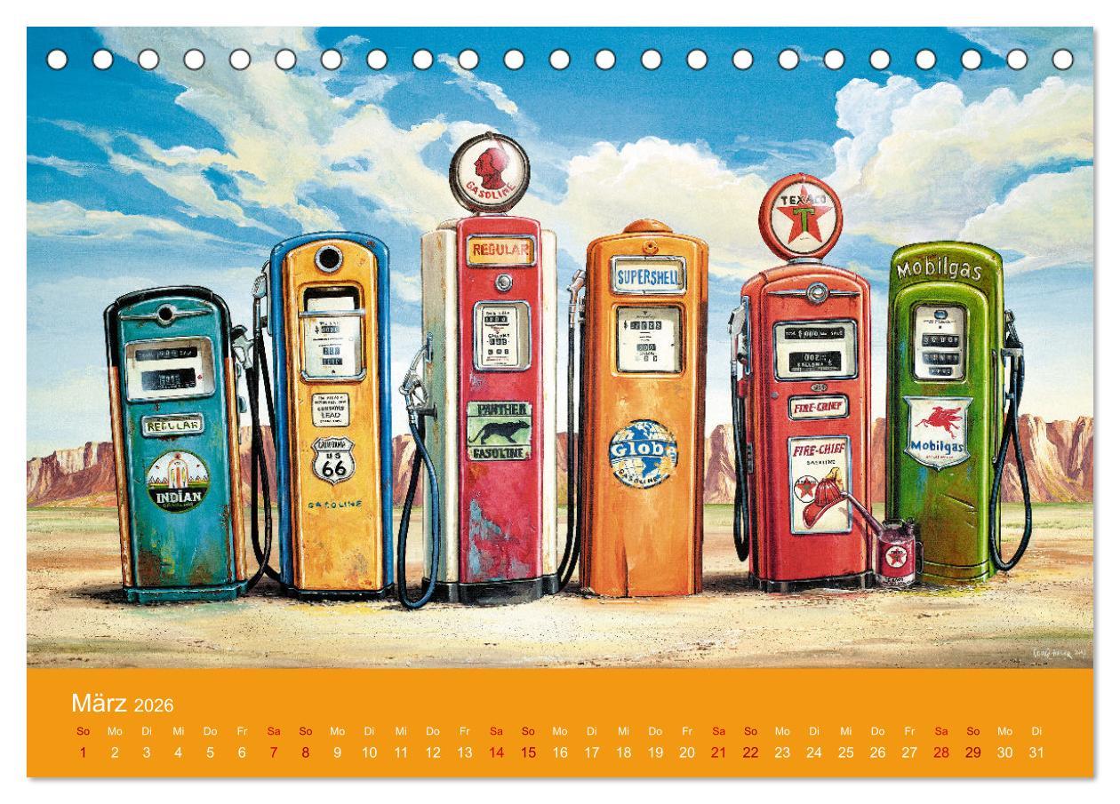 Beispielinhalt (Bild) Route US 66 Momente Gemälde von Georg Huber (Tischkalender 2026 DIN A5 quer), CALVENDO Monatskalender