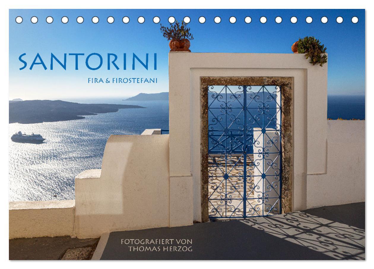 Vorderes Coverbild Santorini Fira & Firostefani (Tischkalender 2026 DIN A5 quer), CALVENDO Monatskalender