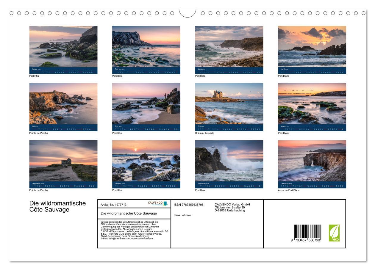 Beispielinhalt (Bild) Die wildromantische Côte Sauvage (Wandkalender 2026 DIN A3 quer), CALVENDO Monatskalender