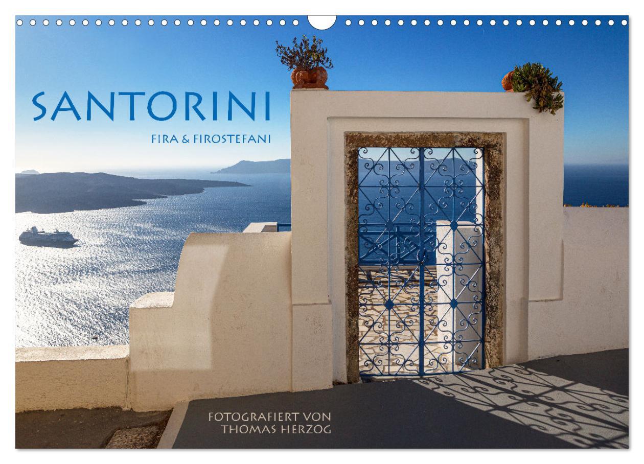 Vorderes Coverbild Santorini Fira & Firostefani (Wandkalender 2026 DIN A3 quer), CALVENDO Monatskalender