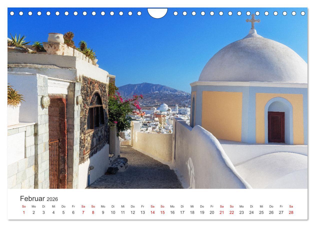 Beispielinhalt (Bild) Santorini Fira & Firostefani (Wandkalender 2026 DIN A4 quer), CALVENDO Monatskalender