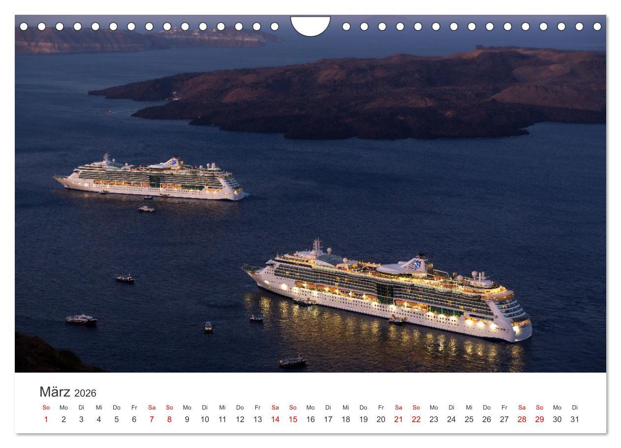 Beispielinhalt (Bild) Santorini Fira & Firostefani (Wandkalender 2026 DIN A4 quer), CALVENDO Monatskalender