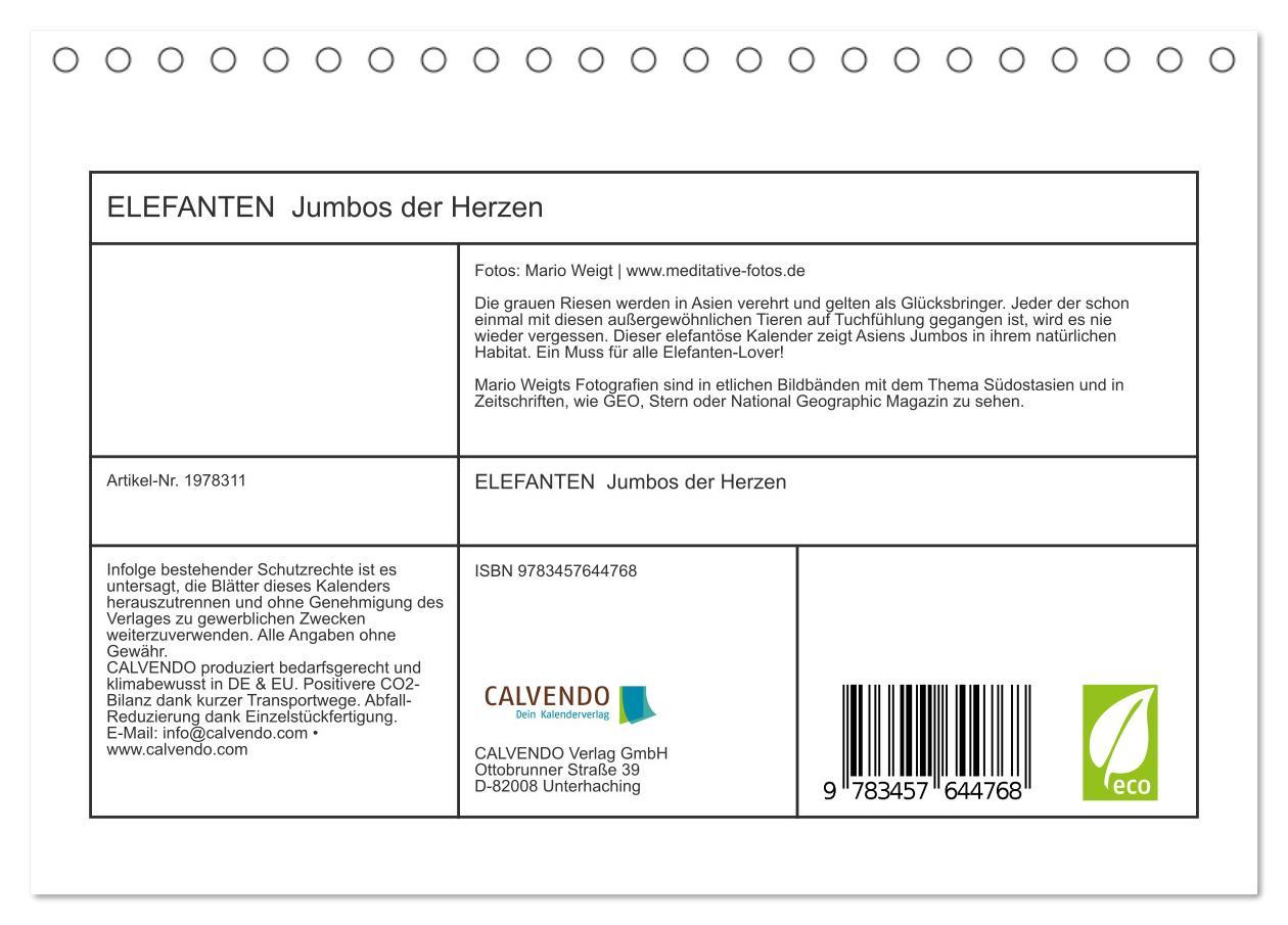 Beispielinhalt (Bild) ELEFANTEN Jumbos der Herzen (Tischkalender 2026 DIN A5 quer), CALVENDO Monatskalender