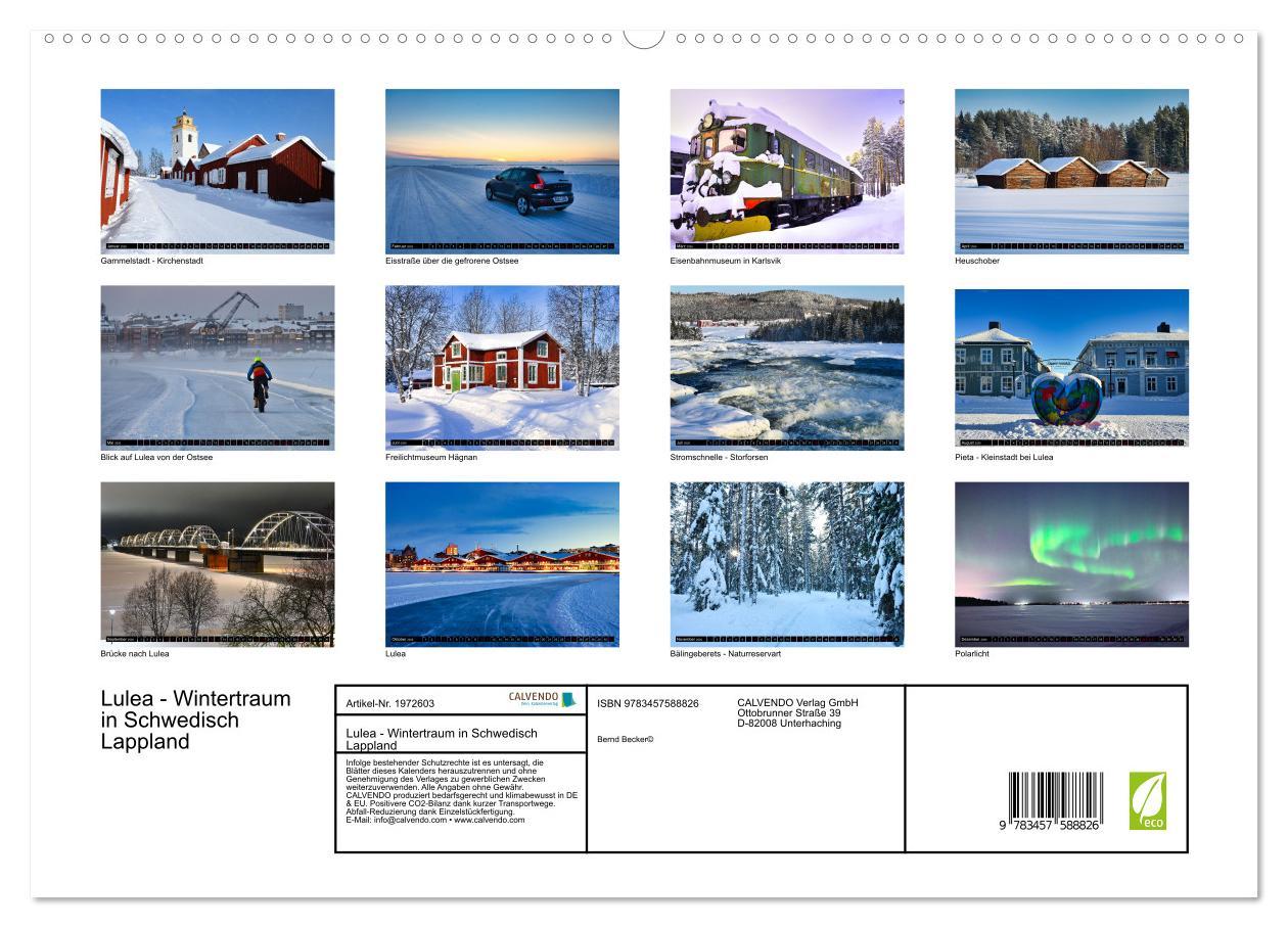 Beispielinhalt (Bild) Lulea - Wintertraum in Schwedisch Lappland (hochwertiger Premium Wandkalender 2026 DIN A2 quer), Kunstdruck in Hochglanz