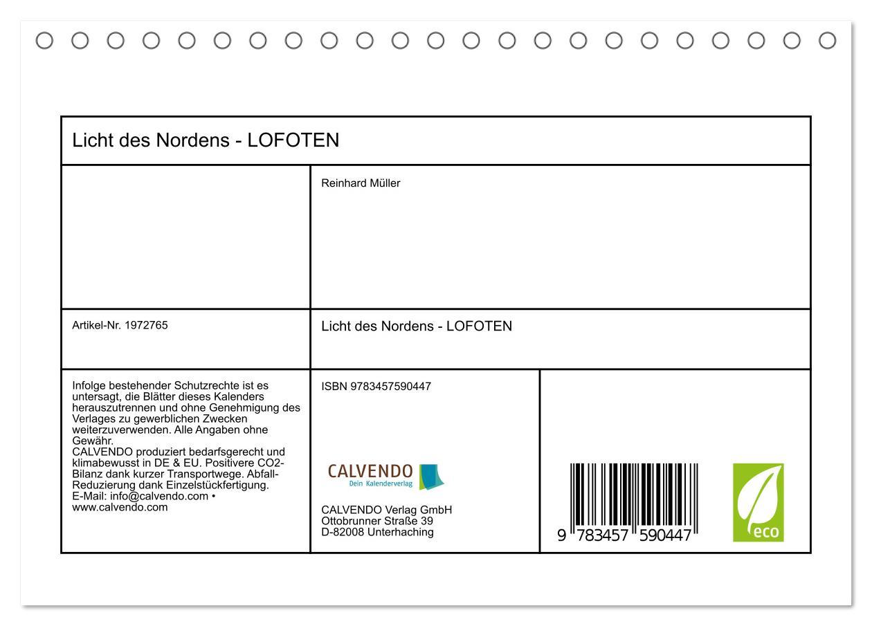 Beispielinhalt (Bild) Licht des Nordens - LOFOTEN (Tischkalender 2026 DIN A5 quer), CALVENDO Monatskalender
