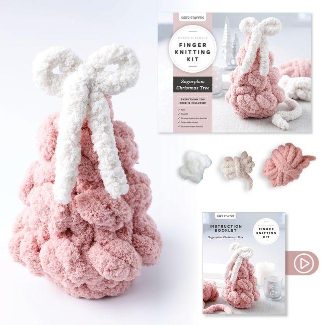 Vorderes Coverbild Super Simple Finger Knitting Kit Sugarplum Christmas Tree
