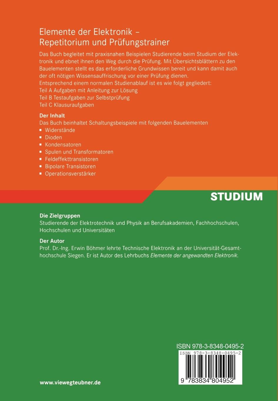 Rückseitencover Elemente der Elektronik - Repetitorium und Prüfungstrainer