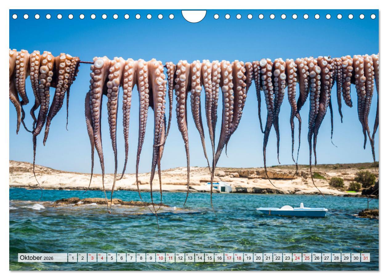 Beispielinhalt (Bild) Griechische Inseln - Ein Jahr im Mittelmeer (Wandkalender 2026 DIN A4 quer), CALVENDO Monatskalender