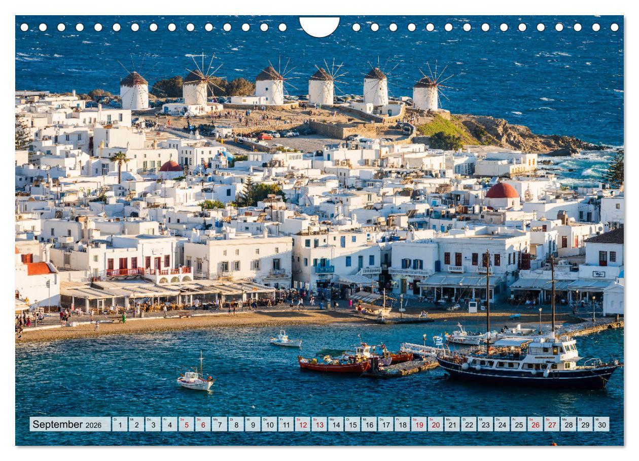 Beispielinhalt (Bild) Griechische Inseln - Ein Jahr im Mittelmeer (Wandkalender 2026 DIN A4 quer), CALVENDO Monatskalender