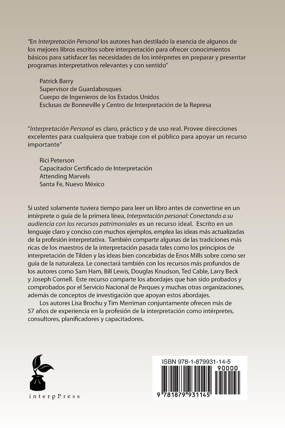 Rückseitencover Interpretación Personal