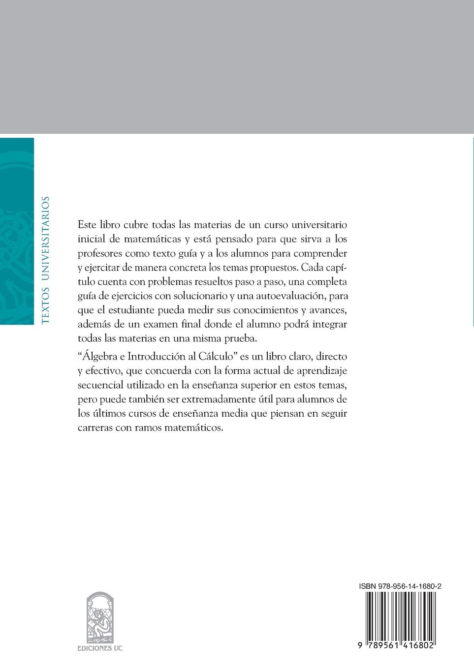 Rückseitencover Álgebra e introducción al cálculo