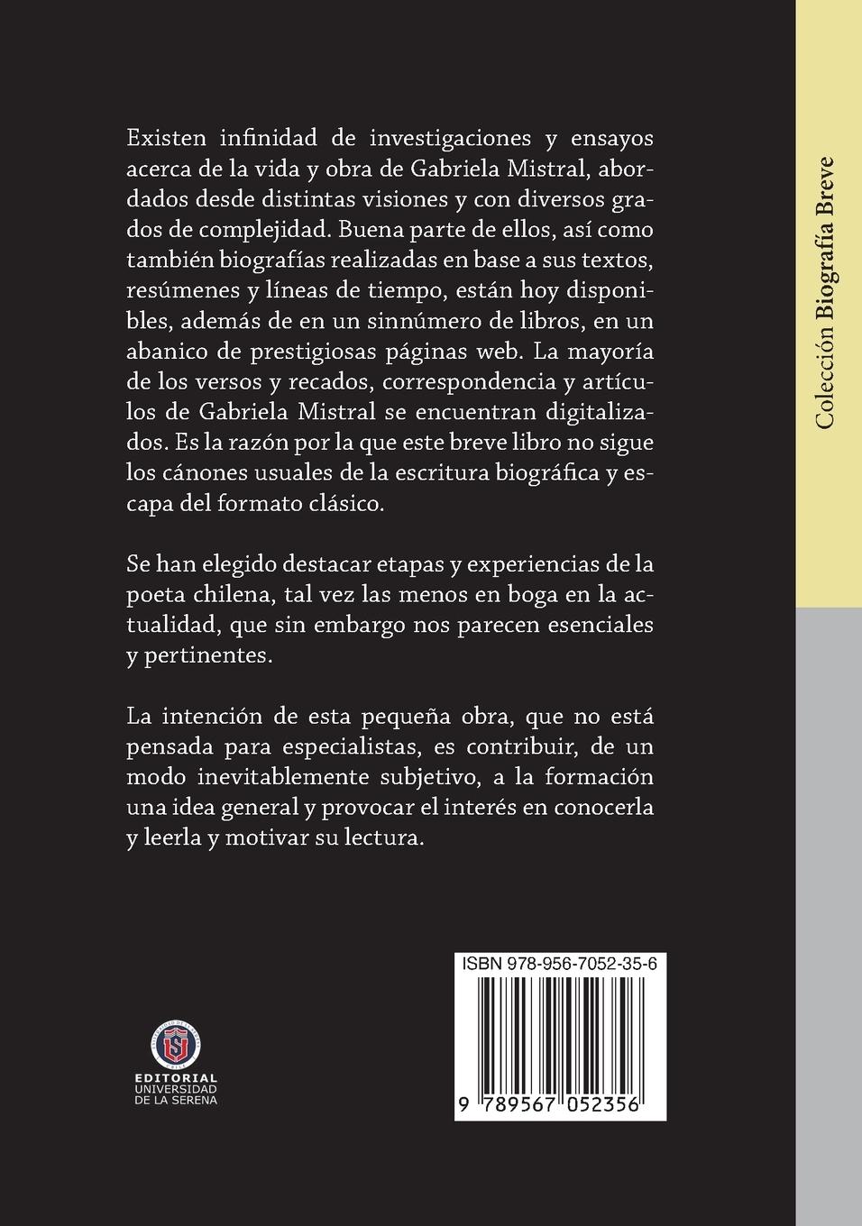 Rückseitencover Gabriela Mistral