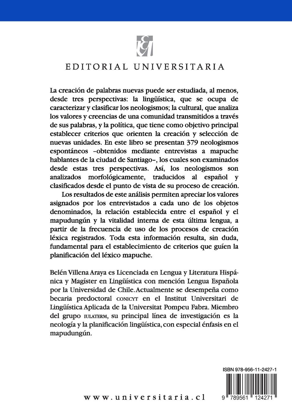 Rückseitencover El mapudung n de Santiago de Chile