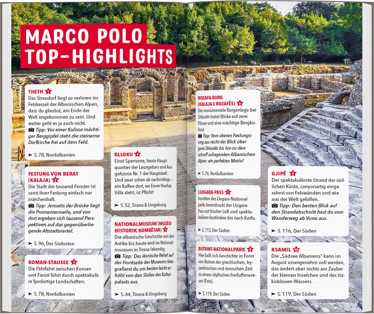 Beispielinhalt (Bild) MARCO POLO Reiseführer Albanien