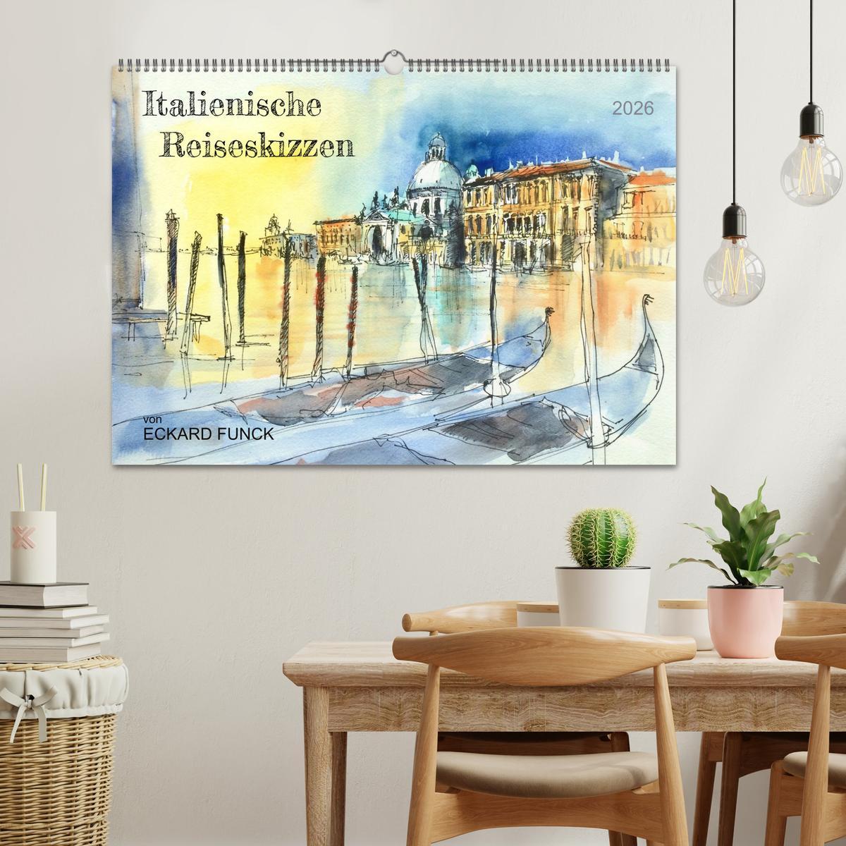 Beispielinhalt (Bild) Italienische Reiseskizzen (Wandkalender 2026 DIN A2 quer), CALVENDO Monatskalender