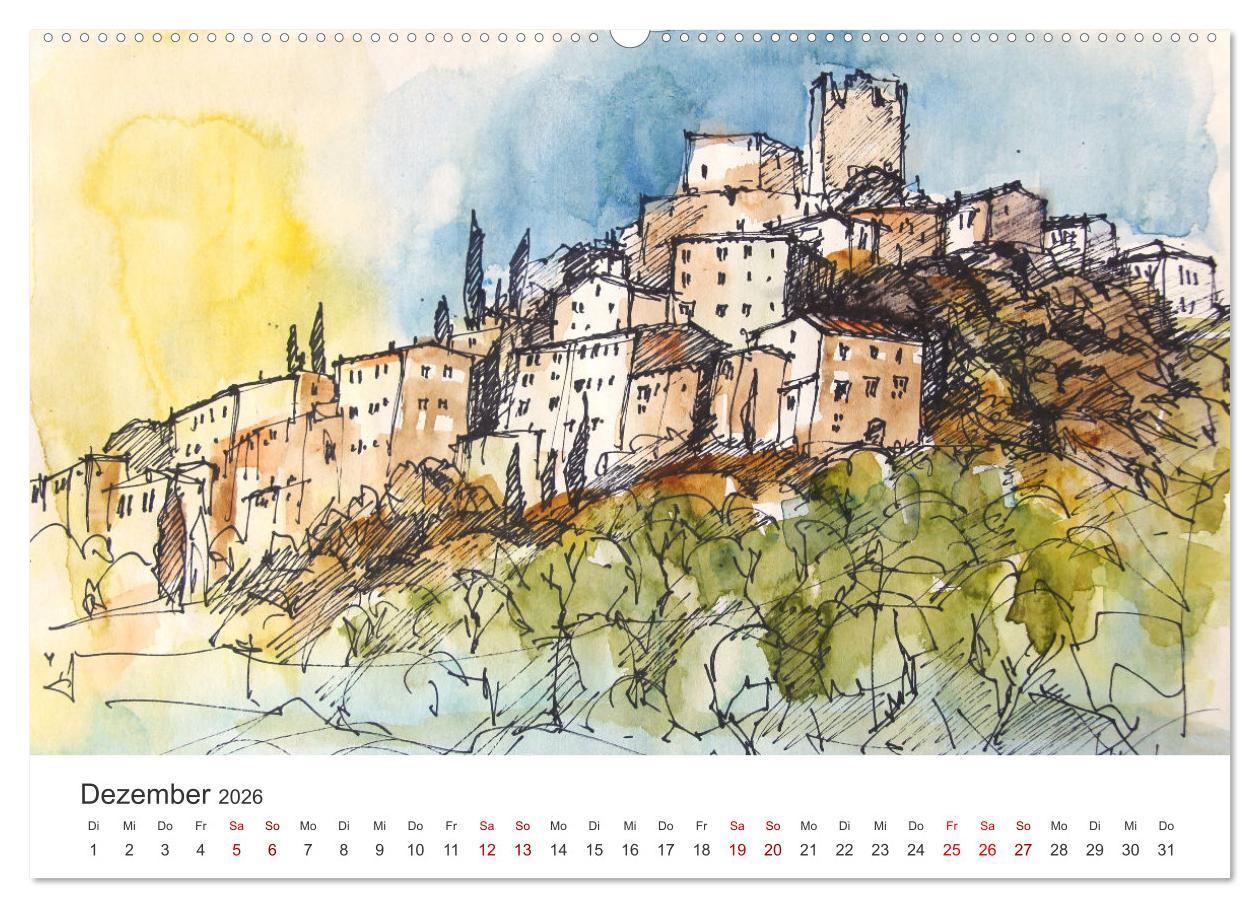 Beispielinhalt (Bild) Italienische Reiseskizzen (Wandkalender 2026 DIN A2 quer), CALVENDO Monatskalender