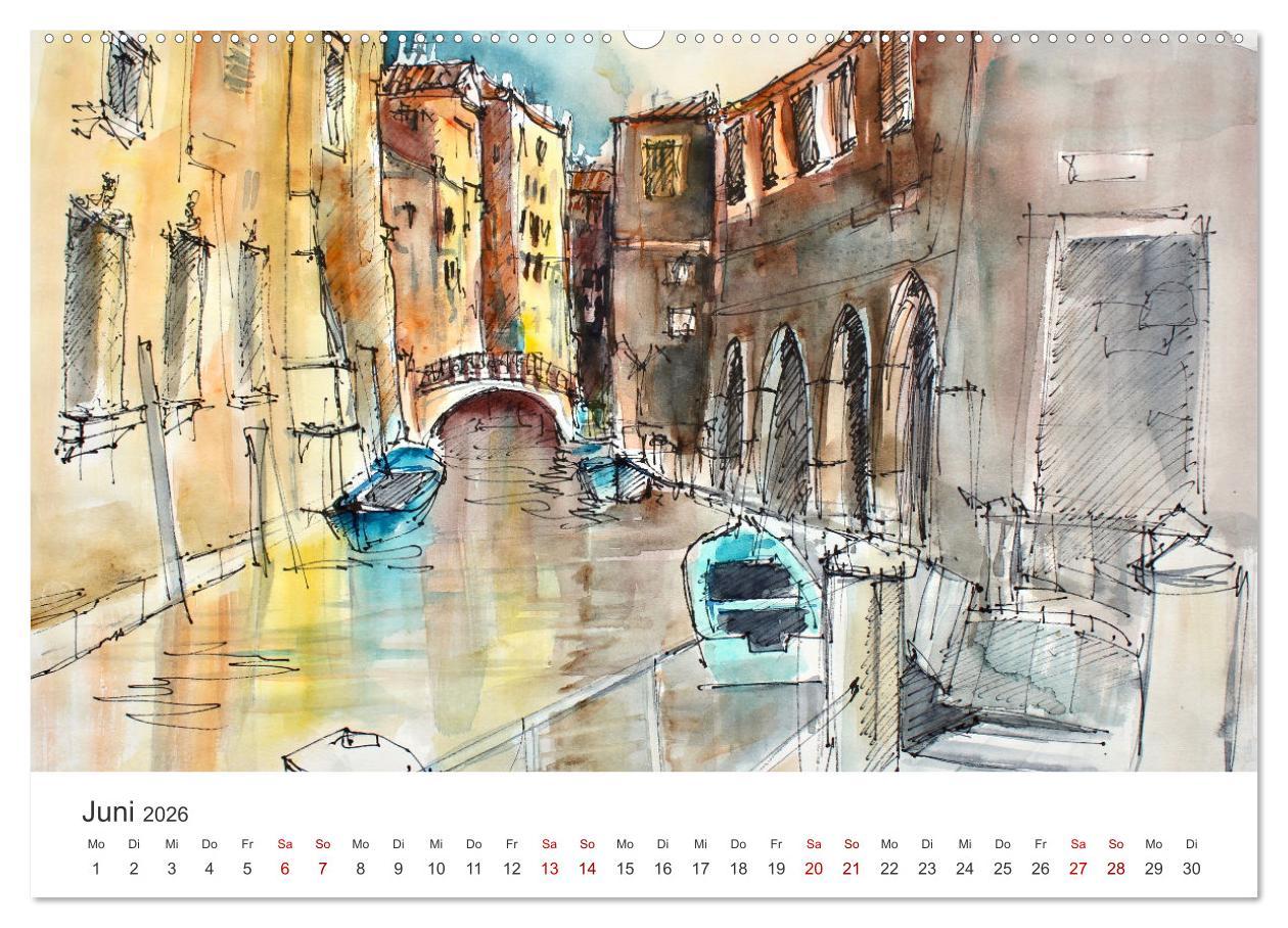 Beispielinhalt (Bild) Italienische Reiseskizzen (Wandkalender 2026 DIN A2 quer), CALVENDO Monatskalender