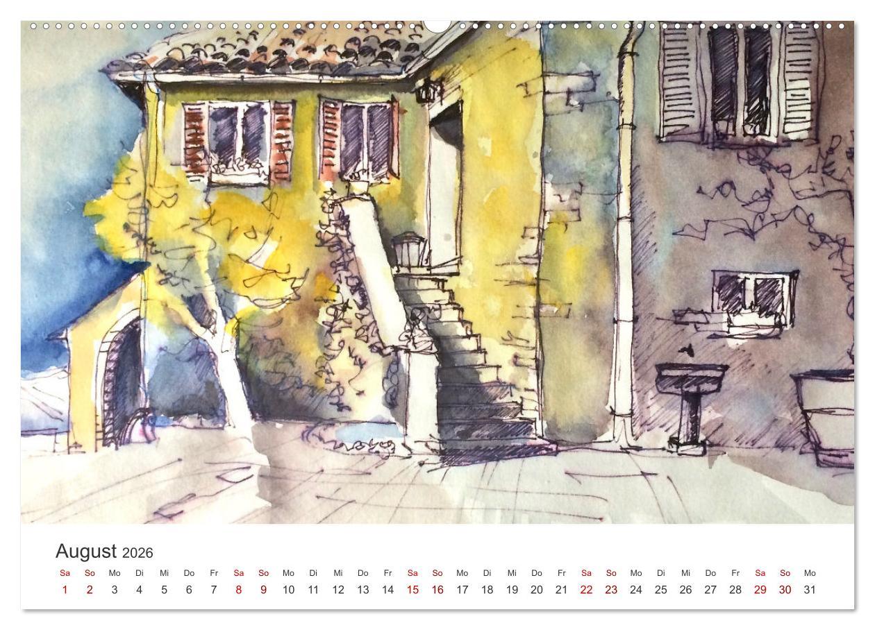 Beispielinhalt (Bild) Italienische Reiseskizzen (Wandkalender 2026 DIN A2 quer), CALVENDO Monatskalender