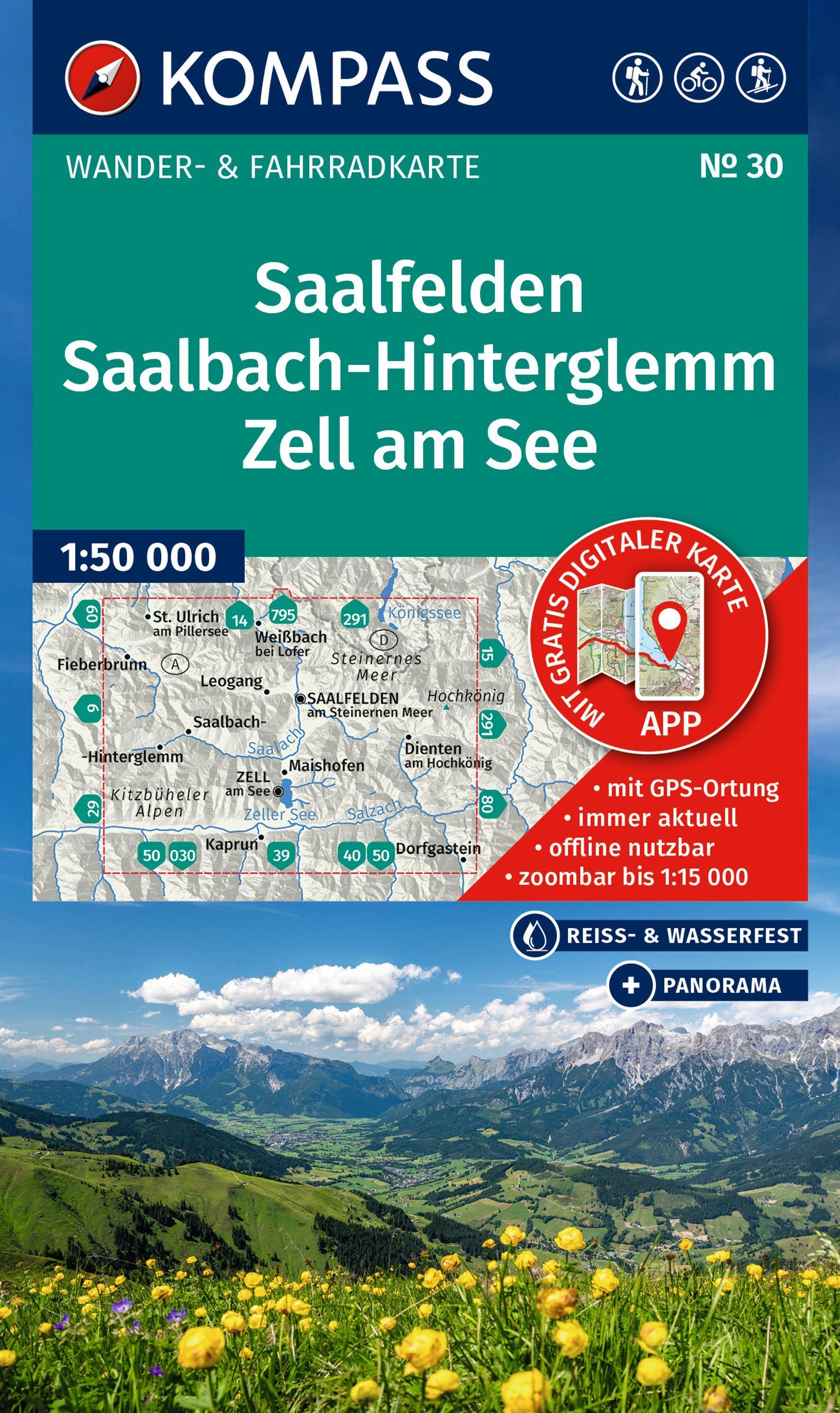 Vorderes Coverbild KOMPASS Wanderkarte 30 Saalfelden, Saalbach-Hinterglemm, Zell am See 1:50.000