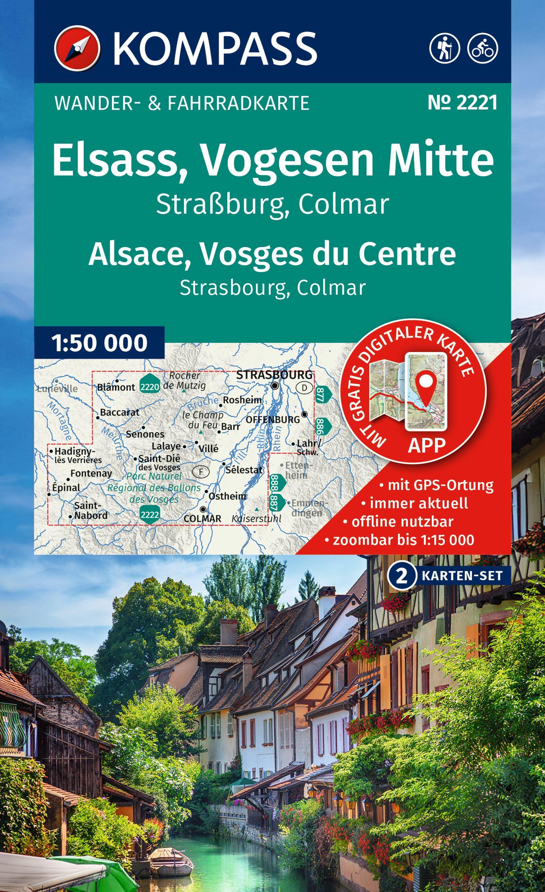 Vorderes Coverbild KOMPASS Wanderkarten-Set 2221 Elsass, Vogesen Mitte, Alsace, Vosges du Centre (2 Karten) 1:50.000