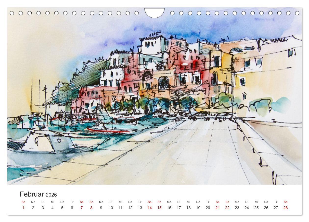 Beispielinhalt (Bild) Italienische Reiseskizzen (Wandkalender 2026 DIN A4 quer), CALVENDO Monatskalender