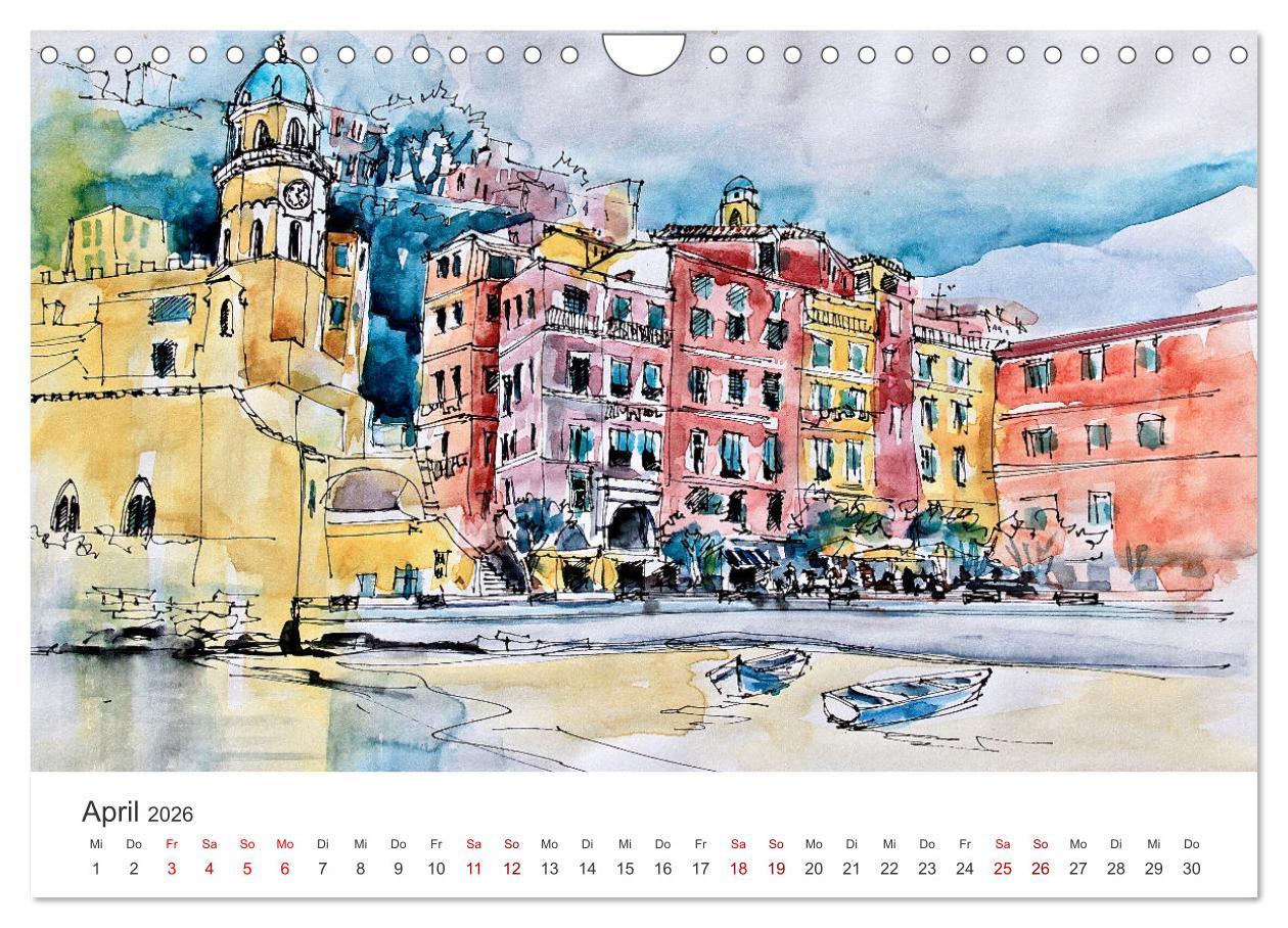 Beispielinhalt (Bild) Italienische Reiseskizzen (Wandkalender 2026 DIN A4 quer), CALVENDO Monatskalender