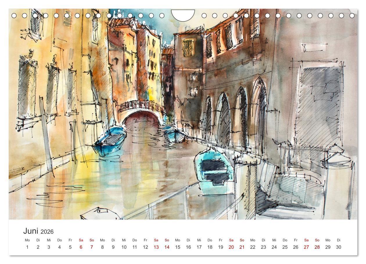Beispielinhalt (Bild) Italienische Reiseskizzen (Wandkalender 2026 DIN A4 quer), CALVENDO Monatskalender