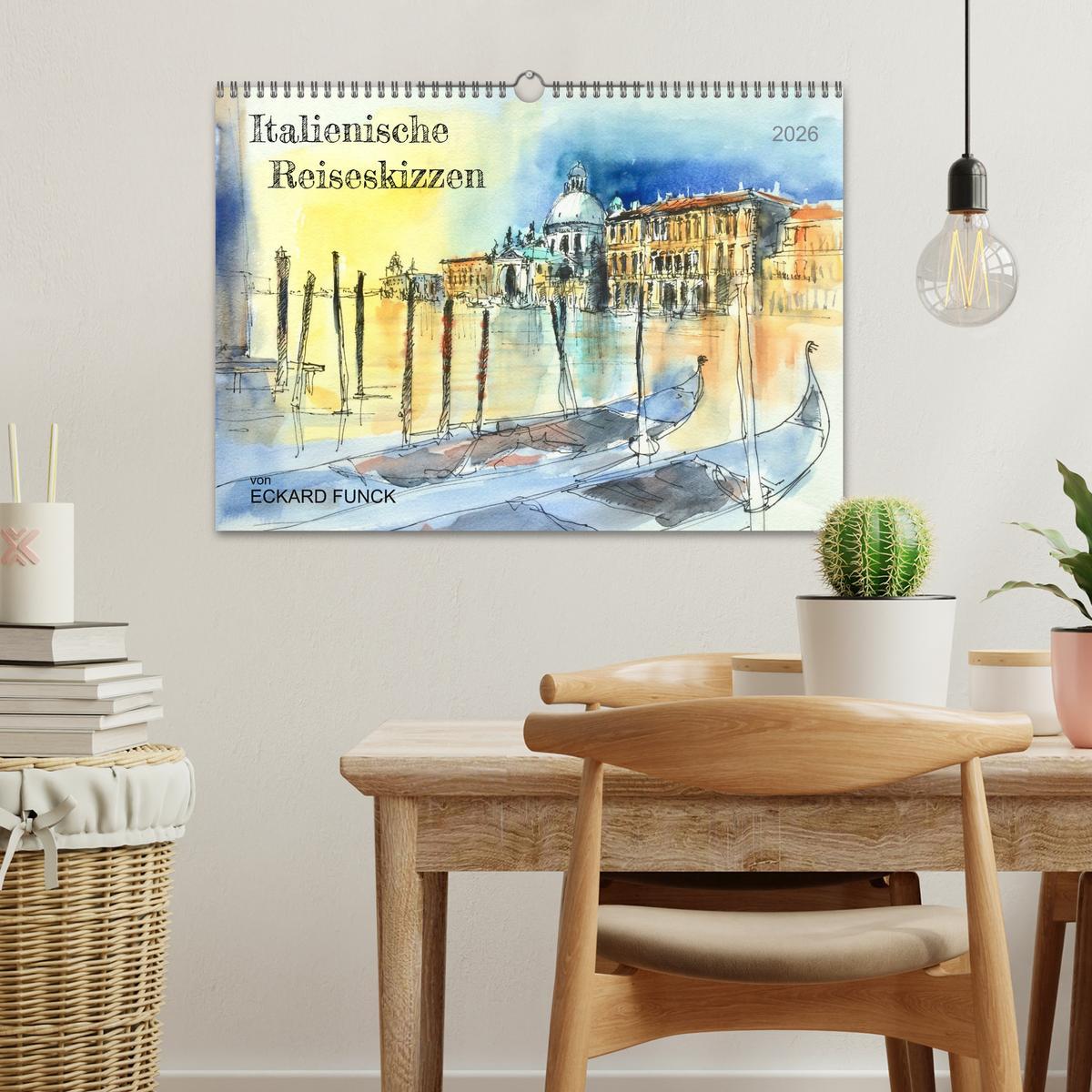 Beispielinhalt (Bild) Italienische Reiseskizzen (Wandkalender 2026 DIN A3 quer), CALVENDO Monatskalender