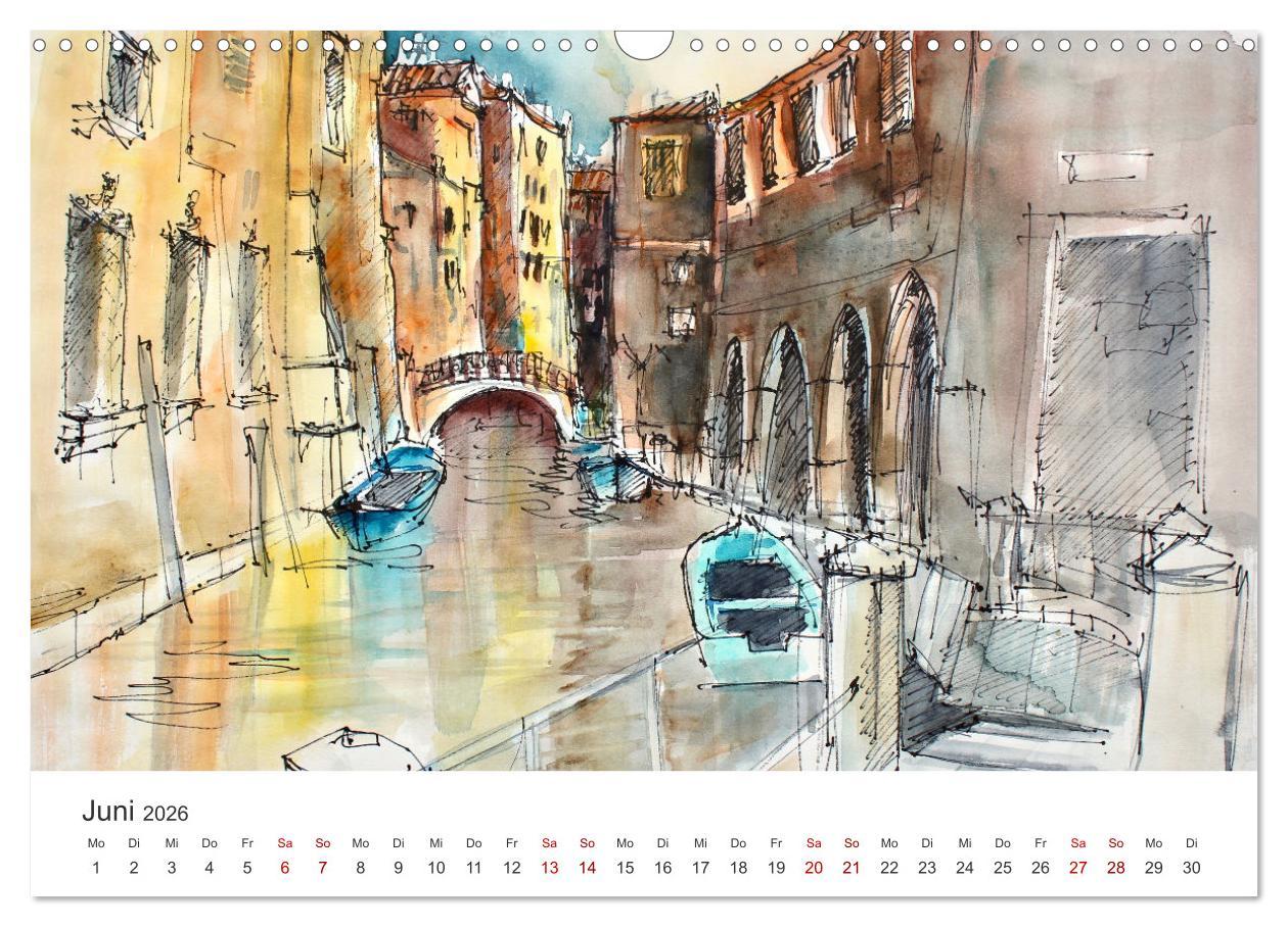 Beispielinhalt (Bild) Italienische Reiseskizzen (Wandkalender 2026 DIN A3 quer), CALVENDO Monatskalender