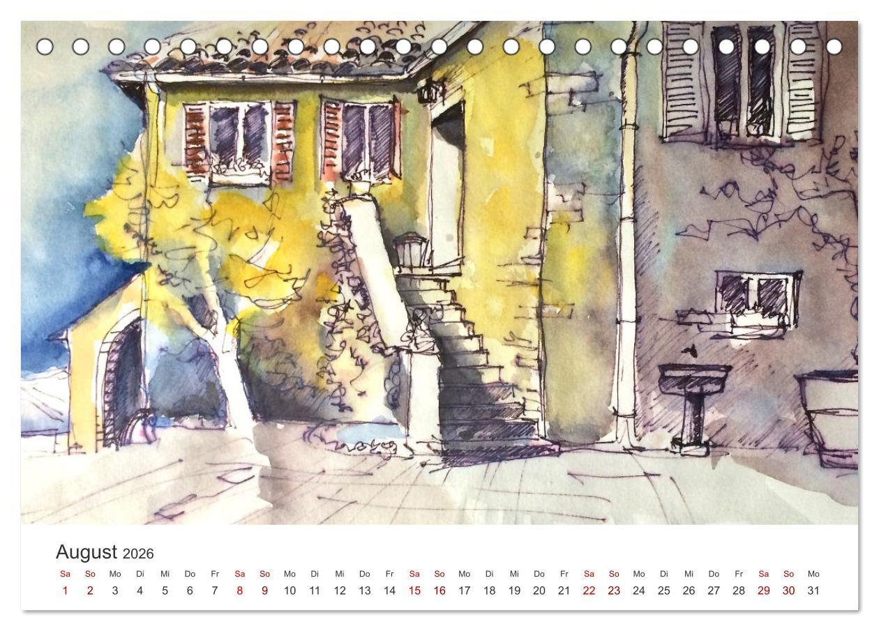 Beispielinhalt (Bild) Italienische Reiseskizzen (Tischkalender 2026 DIN A5 quer), CALVENDO Monatskalender