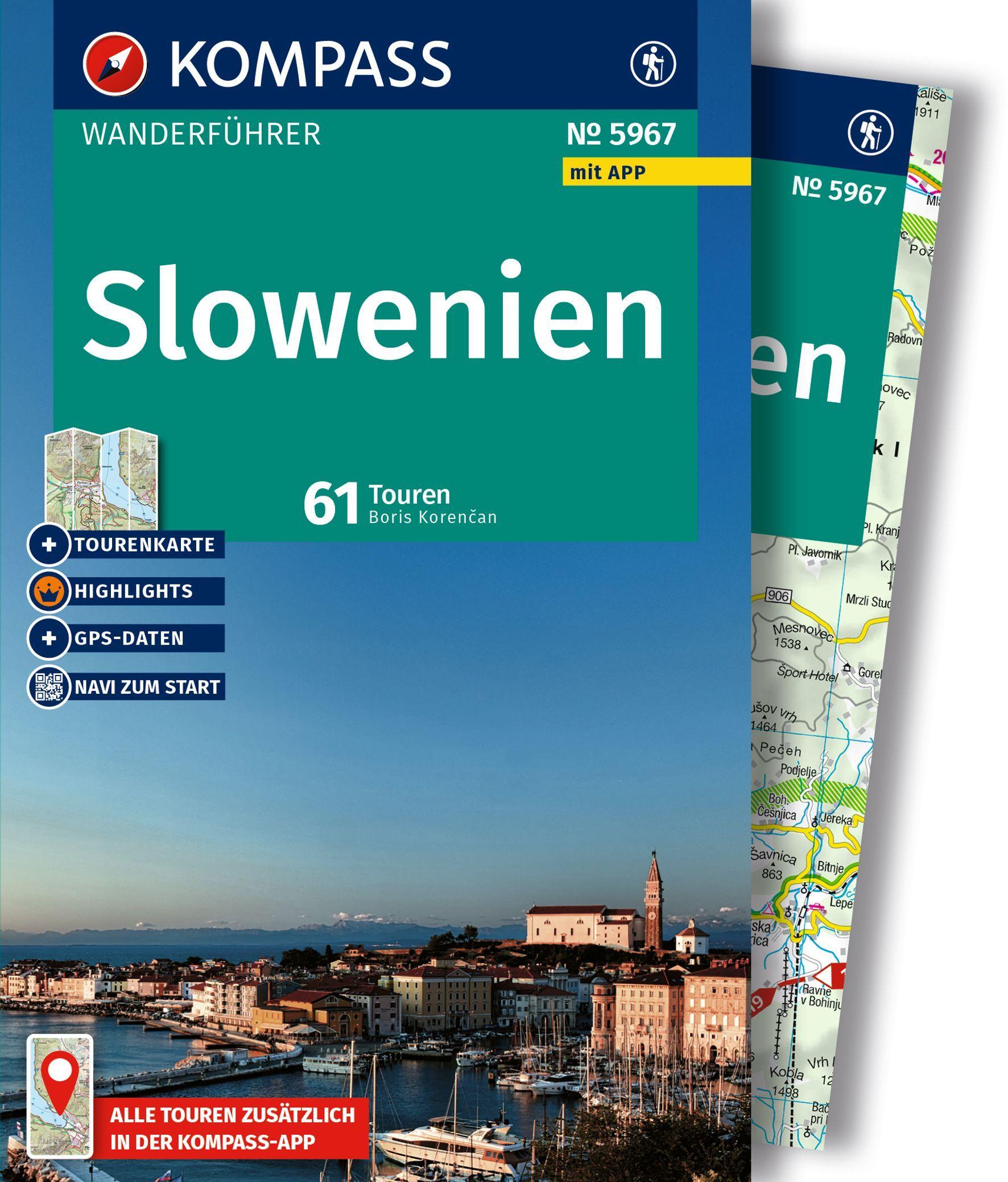 Vorderes Coverbild KOMPASS Wanderführer Slowenien, 61 Touren mit Extra-Tourenkarte