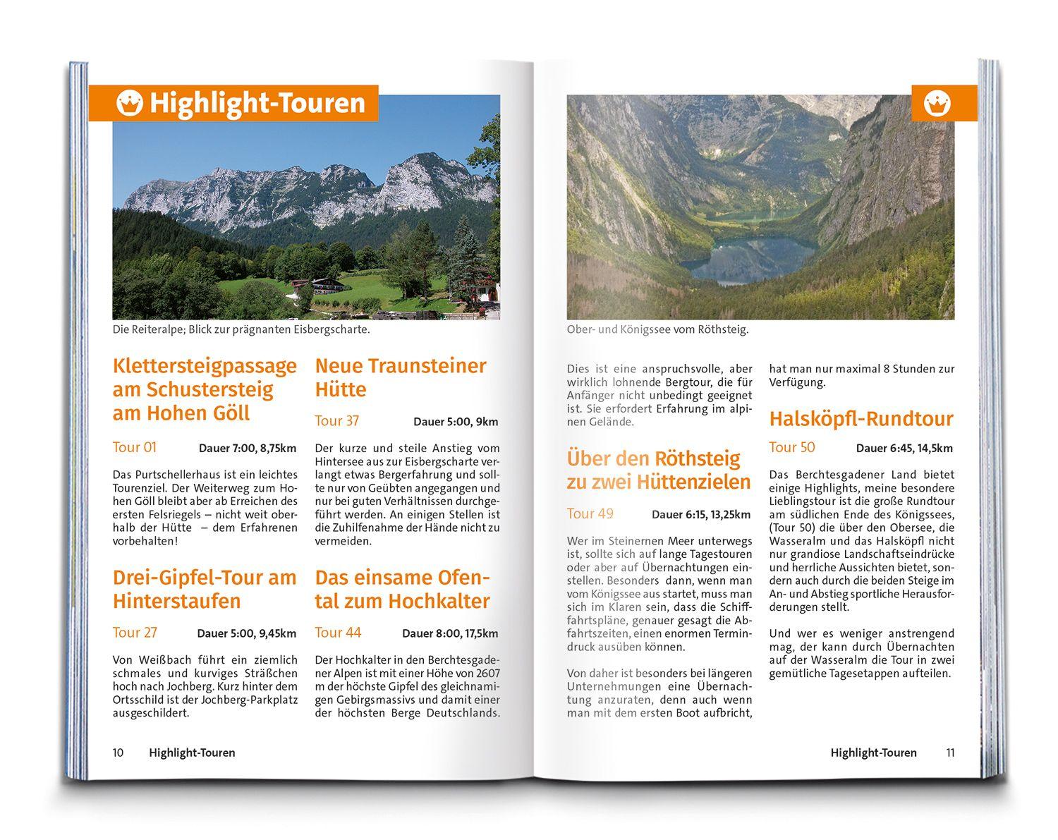 Beispielinhalt (Bild) KOMPASS Wanderführer Berchtesgadener Land und Steinernes Meer, 55 Touren mit Extra-Tourenkarte