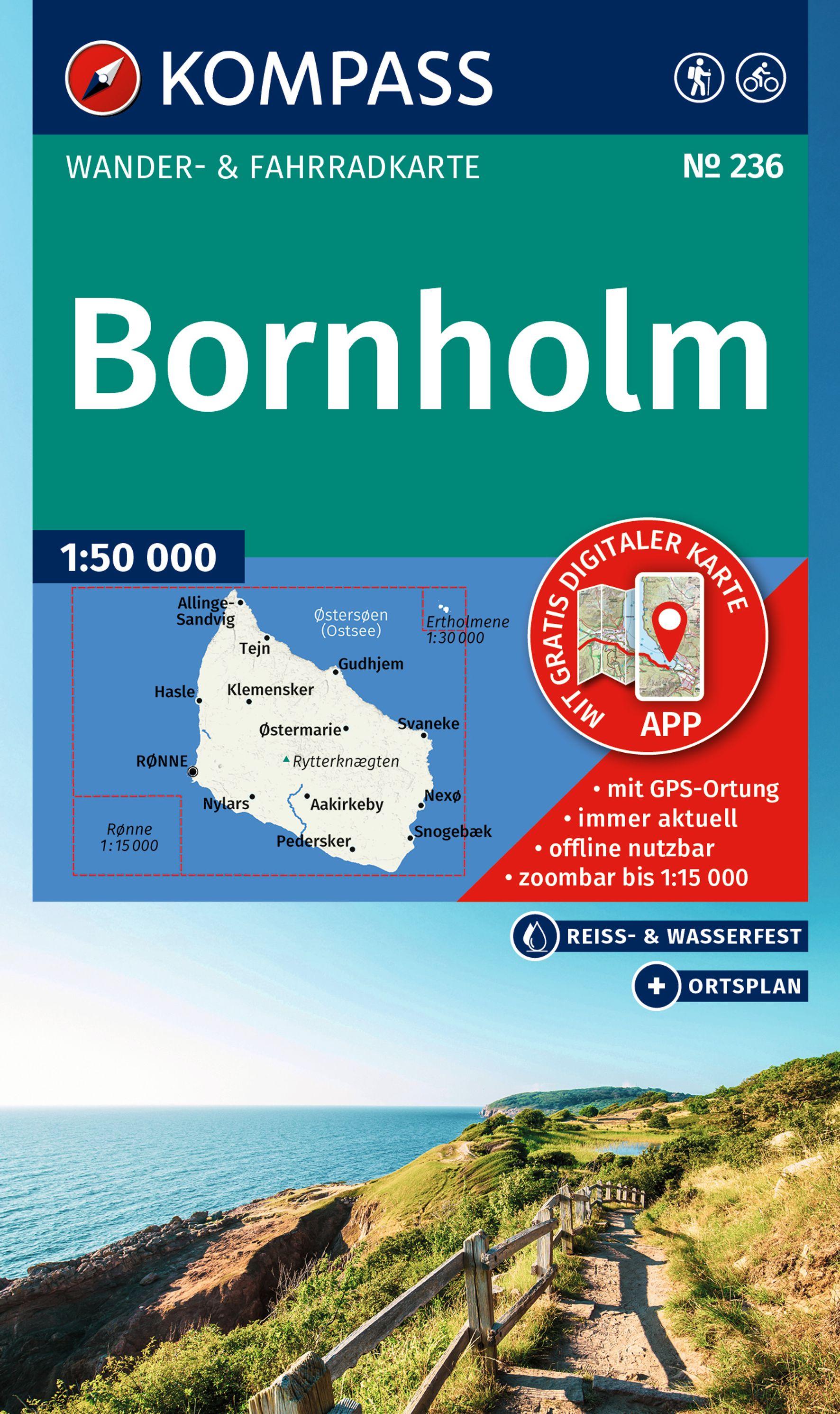 Vorderes Coverbild KOMPASS Wanderkarte 236 Bornholm 1:50.000