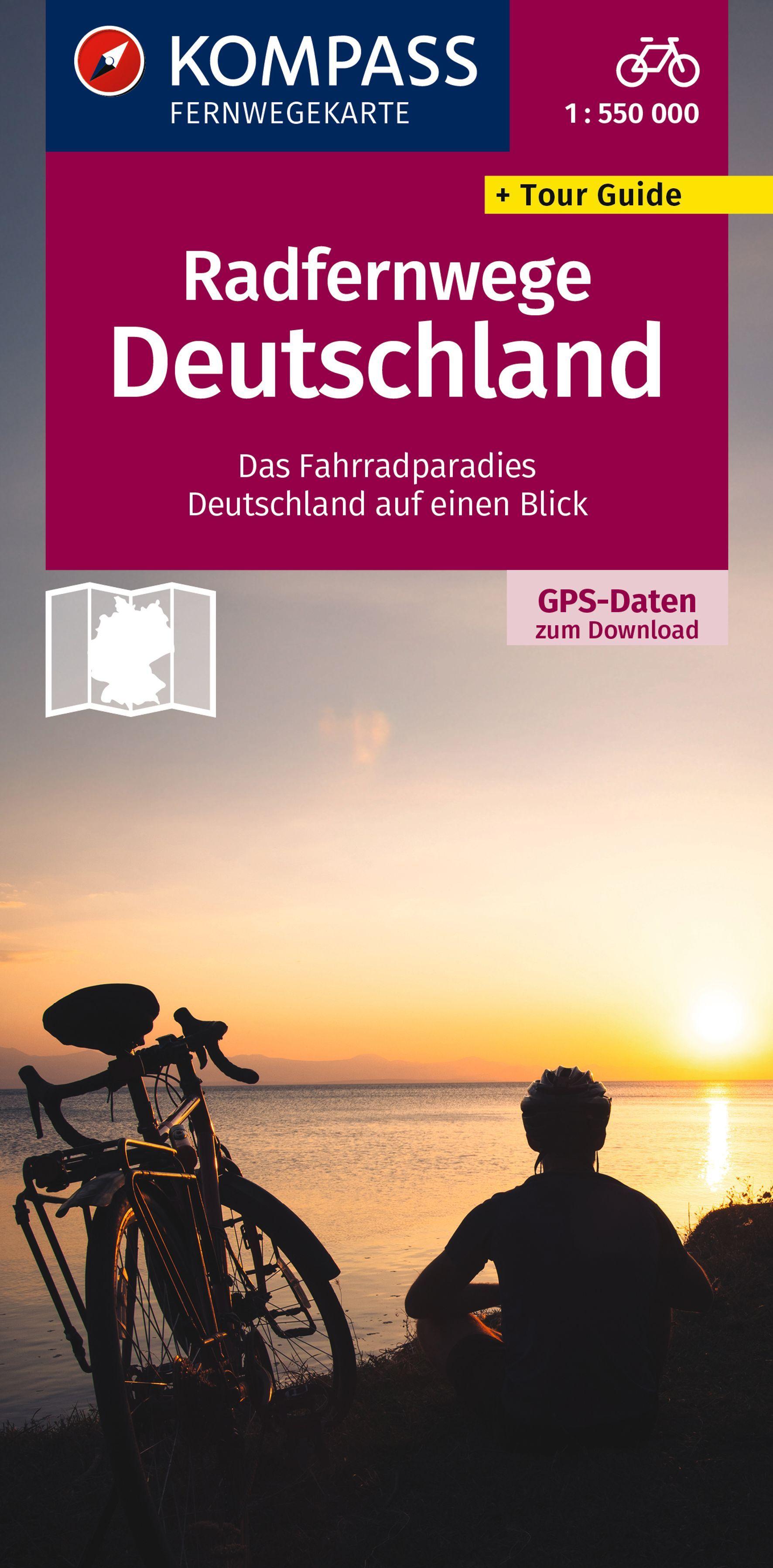 Vorderes Coverbild KOMPASS Radfernwegekarte Radfernwege Deutschland 1:550.000