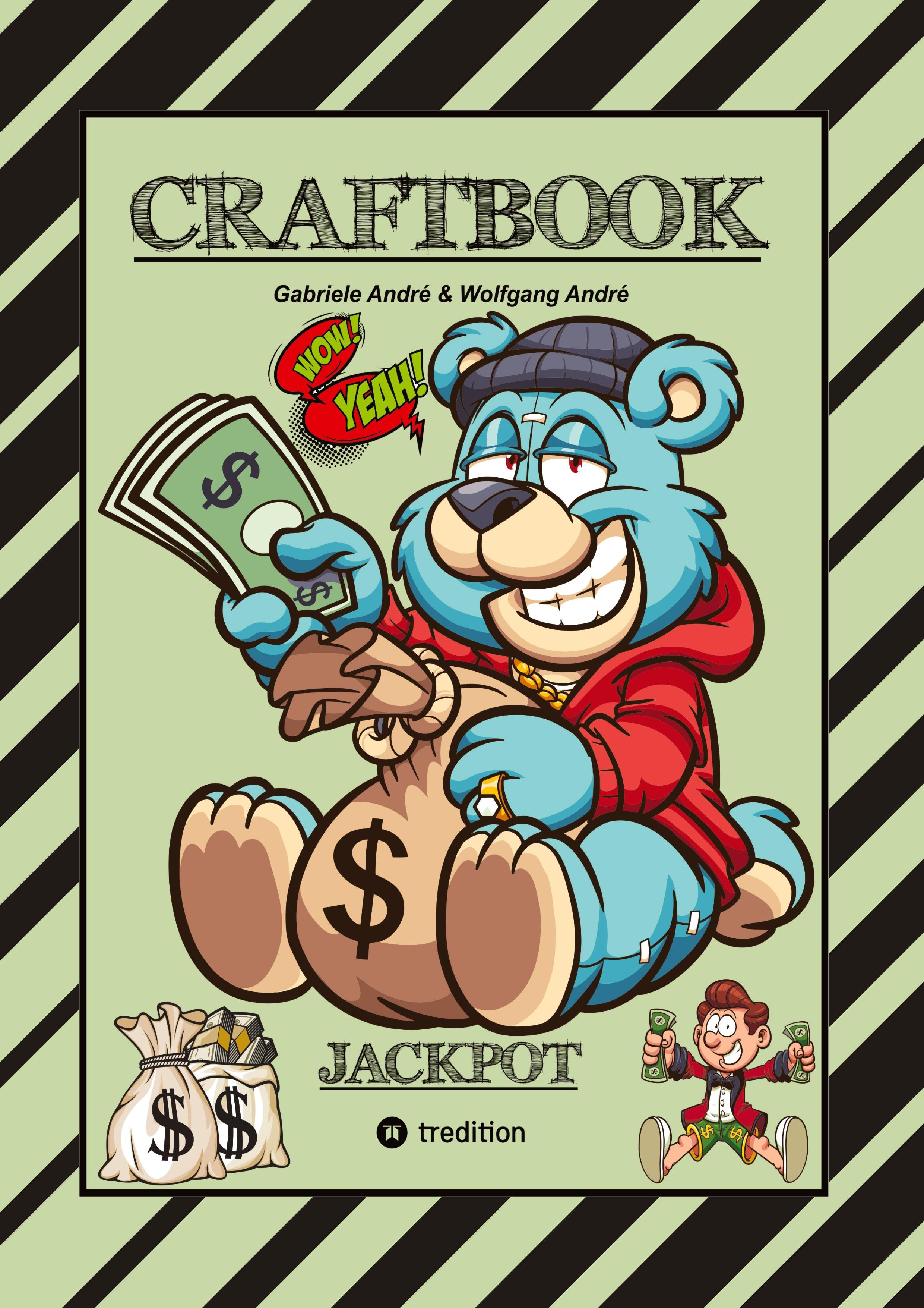 Vorderes Coverbild CRAFTBOOK - LUSTIGE AUSMALMOTIVE - WISSENSWERTES - KNIFFLIGE RÄTSEL - SPANNENDE AUFGABEN - VOLLTREFFER - TUTORIAL - WITZIGE FIGUREN