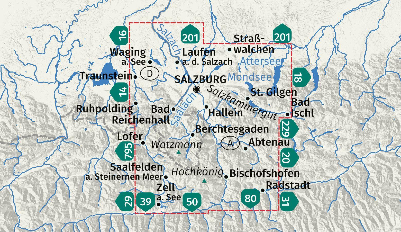 Beispielinhalt (Bild) KOMPASS Wanderkarten-Set 291 Salzburg und Umgebung (2 Karten) 1:50.000