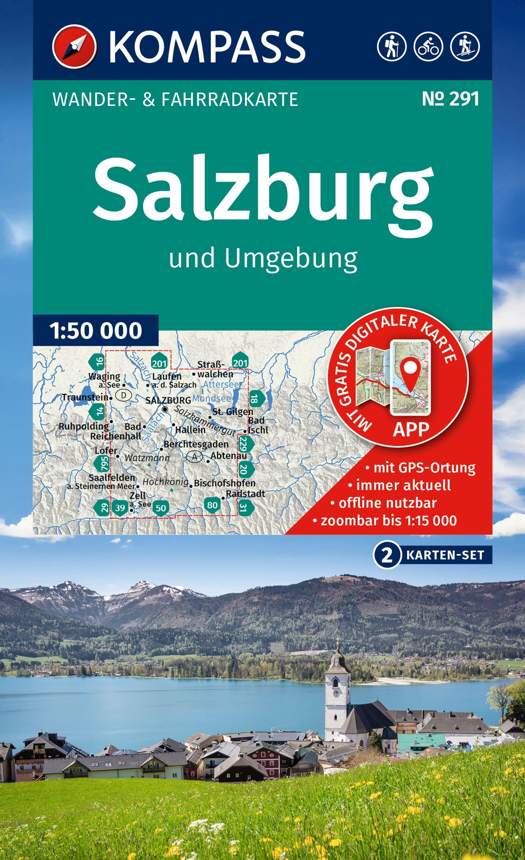 Vorderes Coverbild KOMPASS Wanderkarten-Set 291 Salzburg und Umgebung (2 Karten) 1:50.000
